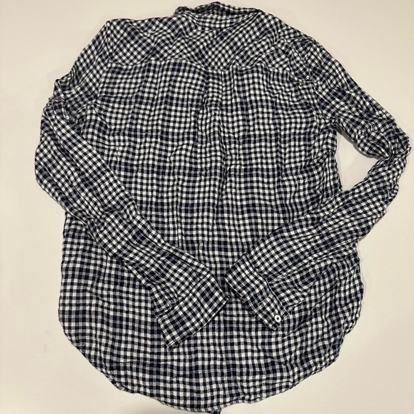 Paige Plaid Button Down Shirt - Navy and White - Picture 2 of 7